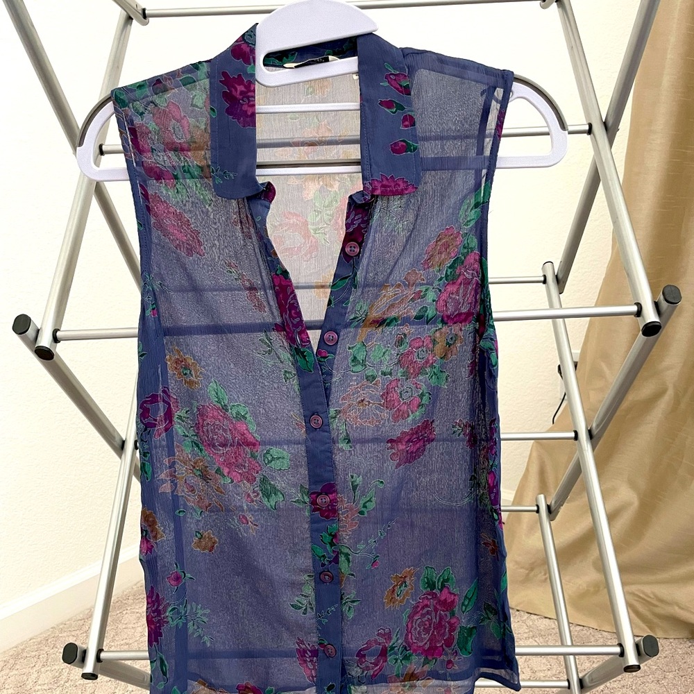Jack Wills sheer floral tank blouse.size 0